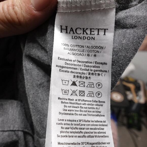 Aston Martin by Hackett Shirt Mens Medium Gray Slim Fit Button Down Long Sleeve - Picture 9 of 10